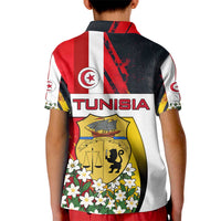 Tunisia Kid Polo Shirt with Camel, Jasmine Flowers, and National Flag Design