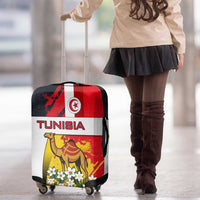 Tunisia Luggage Cover with Camel, Jasmine Flowers, and National Flag Design