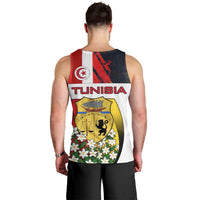 Tunisia Men Tank Top with Camel, Jasmine Flowers, and National Flag Design