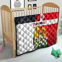 Tunisia Quilt with Camel, Jasmine Flowers, and National Flag Design