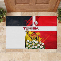 Tunisia Rubber Doormat with Camel, Jasmine Flowers, and National Flag Design