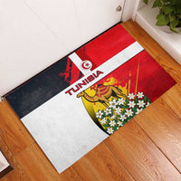 Tunisia Rubber Doormat with Camel, Jasmine Flowers, and National Flag Design