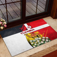 Tunisia Rubber Doormat with Camel, Jasmine Flowers, and National Flag Design