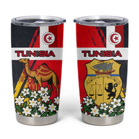 Tunisia Tumbler Cup with Camel, Jasmine Flowers, and National Flag Design
