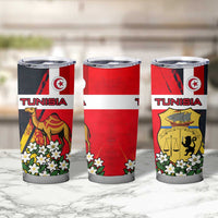 Tunisia Tumbler Cup with Camel, Jasmine Flowers, and National Flag Design