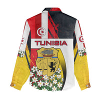Tunisia Women Casual Shirt with Camel, Jasmine Flowers, and National Flag Design