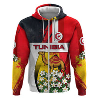 Tunisia Zip Hoodie with Camel, Jasmine Flowers, and National Flag Design