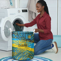Rwanda Independence Day Laundry Basket Tribal Geometric Pattern - National Coat Of Arms And Sunburst