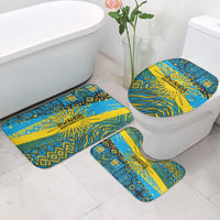 Rwanda Independence Day Bathroom Set Tribal Geometric Pattern - National Coat Of Arms And Sunburst