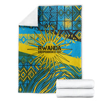 Rwanda Independence Day Blanket Tribal Geometric Pattern - National Coat Of Arms And Sunburst