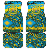 Rwanda Independence Day Car Mats Tribal Geometric Pattern - National Coat Of Arms And Sunburst