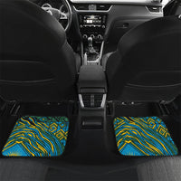 Rwanda Independence Day Car Mats Tribal Geometric Pattern - National Coat Of Arms And Sunburst