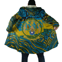 Rwanda Independence Day Cloak Tribal Geometric Pattern - National Coat Of Arms And Sunburst