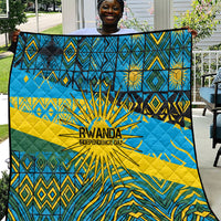 Rwanda Independence Day Quilt Tribal Geometric Pattern - National Coat Of Arms And Sunburst