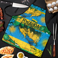 Rwanda Independence Day Apron Distressed Grunge Flag Design - Broken Chains And 1962 Graphic