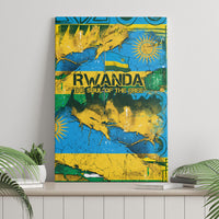 Rwanda Independence Day Canvas Wall Art Distressed Grunge Flag Design - Broken Chains And 1962 Graphic