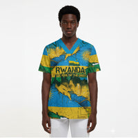 Rwanda Independence Day Scrub Top Distressed Grunge Flag Design - Broken Chains And 1962 Graphic