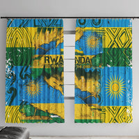 Rwanda Independence Day Window Curtain Distressed Grunge Flag Design - Broken Chains And 1962 Graphic