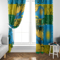 Rwanda Independence Day Window Curtain Distressed Grunge Flag Design - Broken Chains And 1962 Graphic
