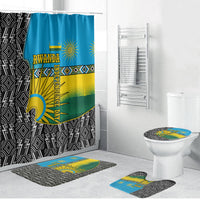 Rwanda Independence Day Unite Paix Progres Bathroom Set African Geometric Pattern - Power Fist And Coffee Branch Art