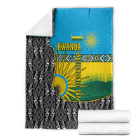Rwanda Independence Day Unite Paix Progres Blanket African Geometric Pattern - Power Fist And Coffee Branch Art