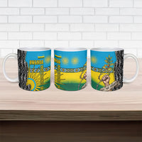 Rwanda Independence Day Unite Paix Progres Ceramic Mug African Geometric Pattern - Power Fist And Coffee Branch Art