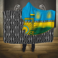 Rwanda Independence Day Unite Paix Progres Hooded Blanket African Geometric Pattern - Power Fist And Coffee Branch Art