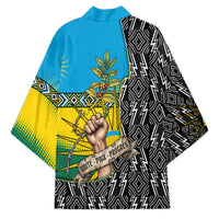 Rwanda Independence Day Unite Paix Progres Kimono African Geometric Pattern - Power Fist And Coffee Branch Art