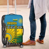 Rwanda Independence Day Unite Paix Progres Luggage Cover African Geometric Pattern - Power Fist And Coffee Branch Art