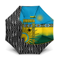 Rwanda Independence Day Unite Paix Progres Umbrella African Geometric Pattern - Power Fist And Coffee Branch Art
