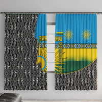 Rwanda Independence Day Unite Paix Progres Window Curtain African Geometric Pattern - Power Fist And Coffee Branch Art