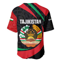 Tajikistan National Emblem Baseball Jersey with Black Red Green Tribal Pattern