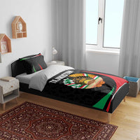 Tajikistan National Emblem Bedding Set with Black Red Green Tribal Pattern