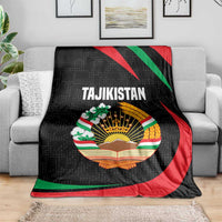 Tajikistan National Emblem Blanket with Black Red Green Tribal Pattern