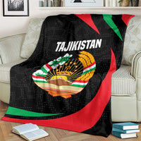 Tajikistan National Emblem Blanket with Black Red Green Tribal Pattern