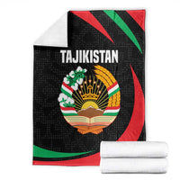 Tajikistan National Emblem Blanket with Black Red Green Tribal Pattern