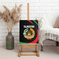 Tajikistan National Emblem Canvas Wall Art with Black Red Green Tribal Pattern