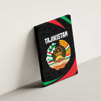 Tajikistan National Emblem Canvas Wall Art with Black Red Green Tribal Pattern