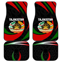 Tajikistan National Emblem Car Mats with Black Red Green Tribal Pattern