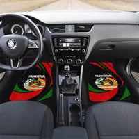 Tajikistan National Emblem Car Mats with Black Red Green Tribal Pattern