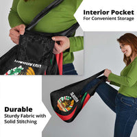 Tajikistan National Emblem Grocery Bag with Black Red Green Tribal Pattern