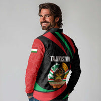 Tajikistan National Emblem Long Sleeve Polo Shirt with Black Red Green Tribal Pattern
