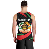 Tajikistan National Emblem Men Tank Top with Black Red Green Tribal Pattern