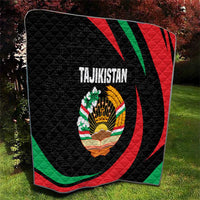 Tajikistan National Emblem Quilt with Black Red Green Tribal Pattern