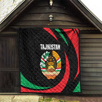 Tajikistan National Emblem Quilt with Black Red Green Tribal Pattern