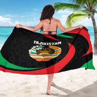 Tajikistan National Emblem Sarong with Black Red Green Tribal Pattern