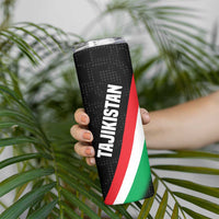 Tajikistan National Emblem Skinny Tumbler with Black Red Green Tribal Pattern