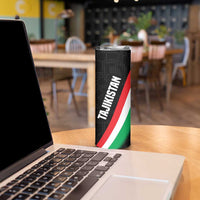 Tajikistan National Emblem Skinny Tumbler with Black Red Green Tribal Pattern