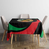 Tajikistan National Emblem Tablecloth with Black Red Green Tribal Pattern