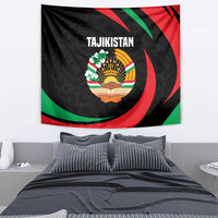 Tajikistan National Emblem Tapestry with Black Red Green Tribal Pattern